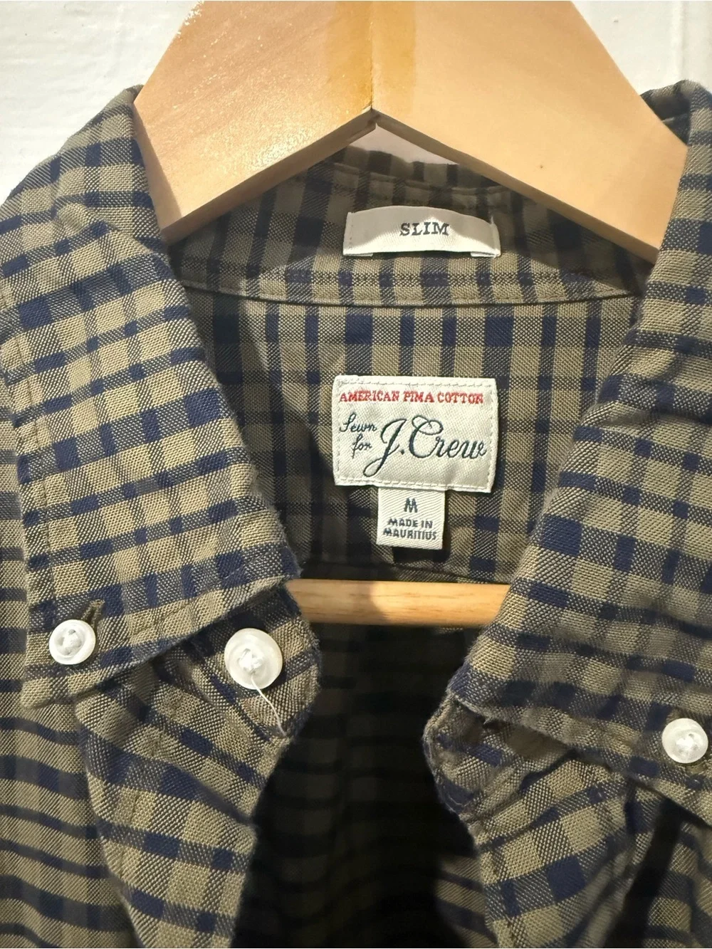 J. Crew Men’s Olive & Navy Check Button-Down Shirt